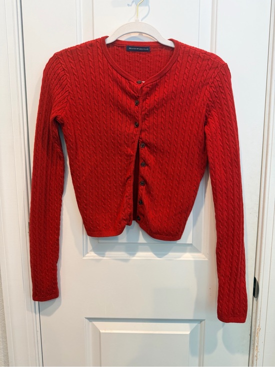 Brandy Melville Sweaters - Brandy Melville Red Cable-Knit Button Cardigan